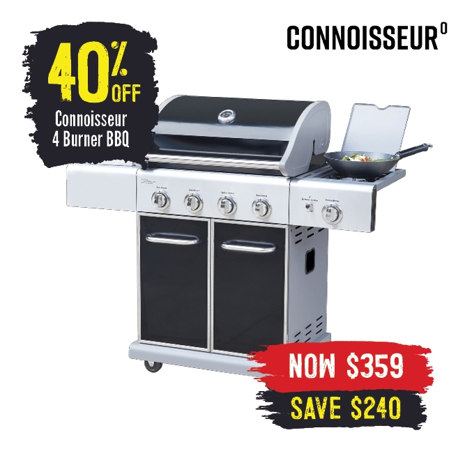 Now $359 40% Off Connoisseur 4 Burner BBQ | Shop Now